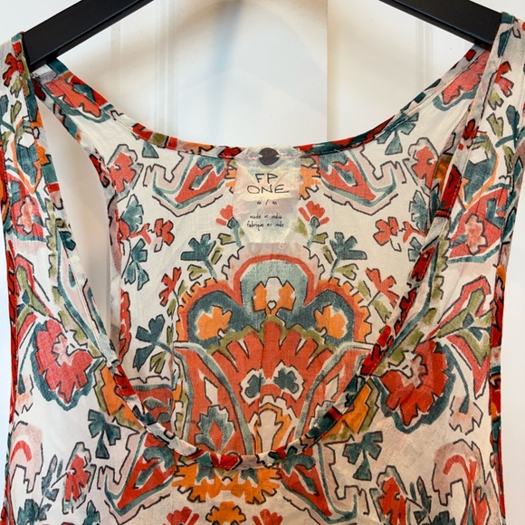 Free People One Paisley Sequin Shark Bite Hem Boho Slip Dress, Size M - Picture 3 of 5